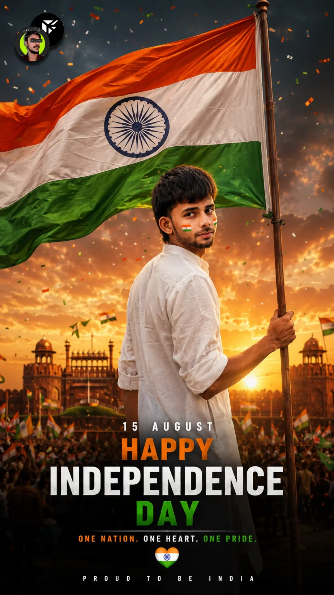 15 August – One Nation, One Heart, One Pride AI Photo Prompt preview example result
