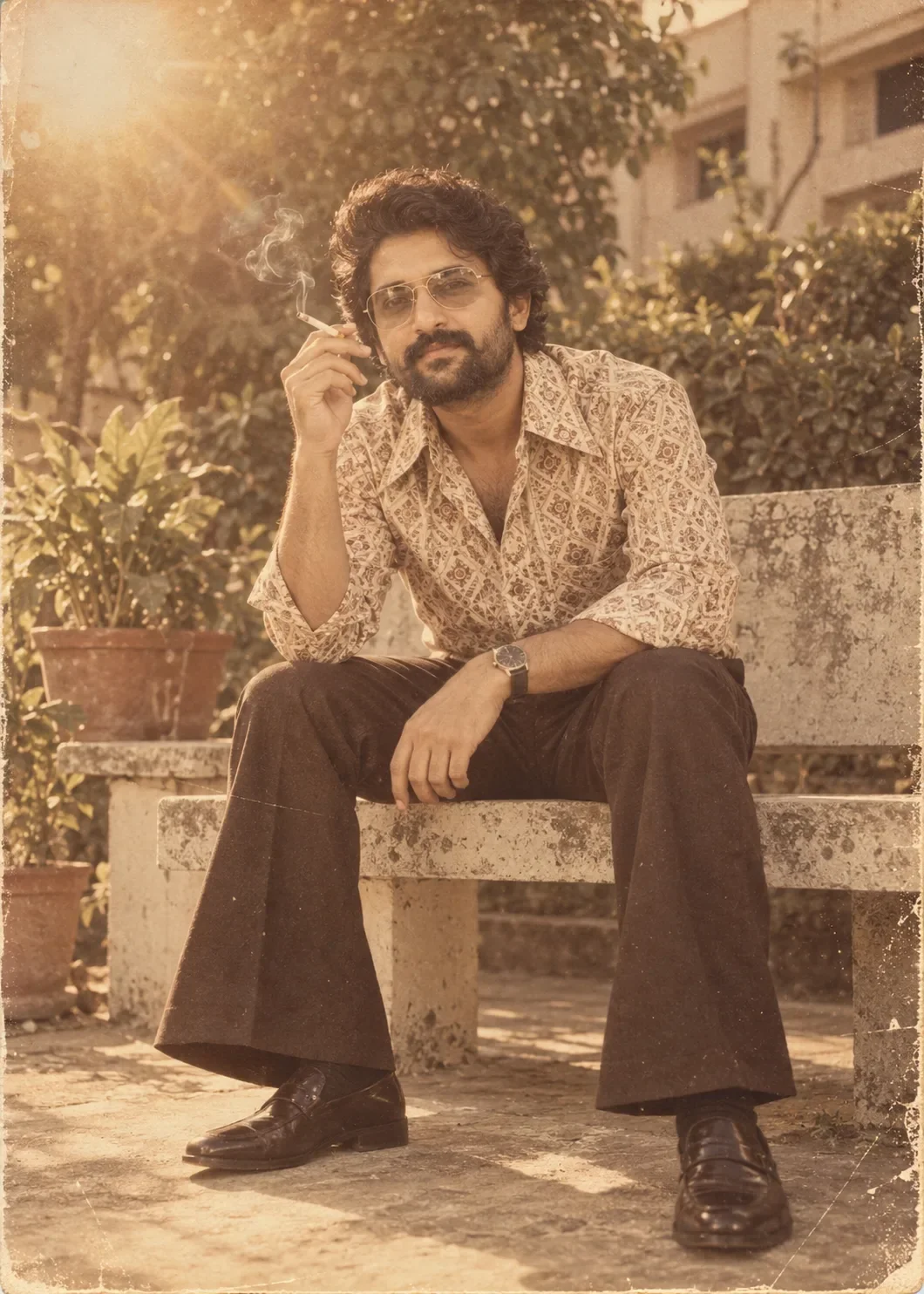 1970s Vintage Bell-Bottom Retro Indian Street Fashion AI Prompt preview example result
