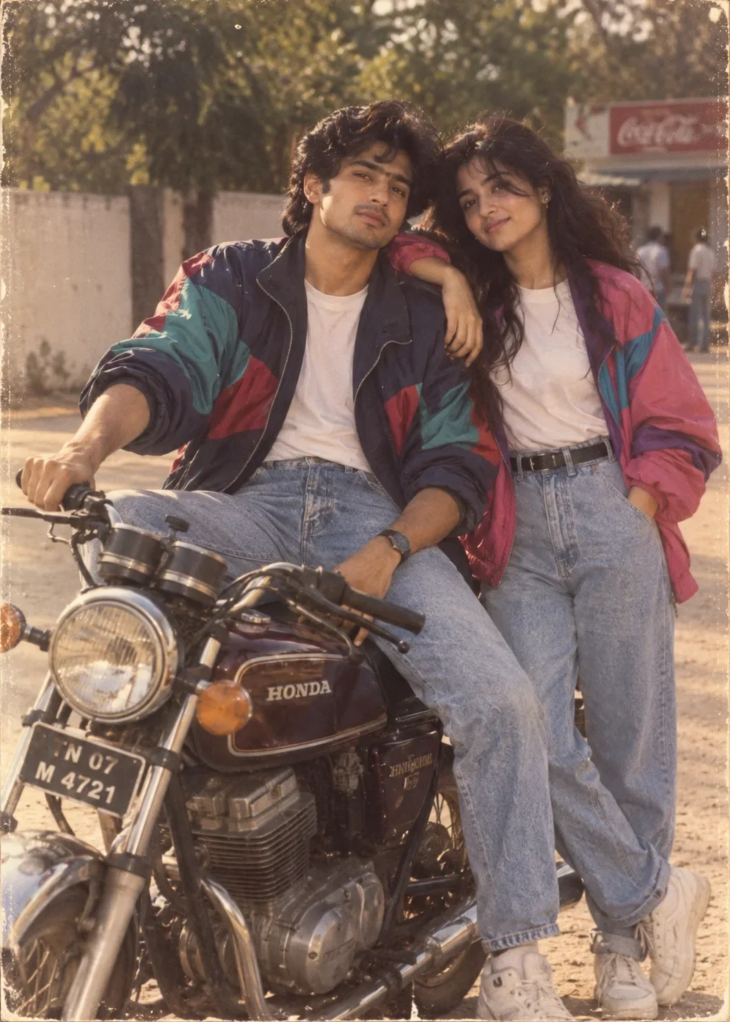 1980s Bollywood Retro Couple Romantic Film Photoshoot AI Prompt preview example result