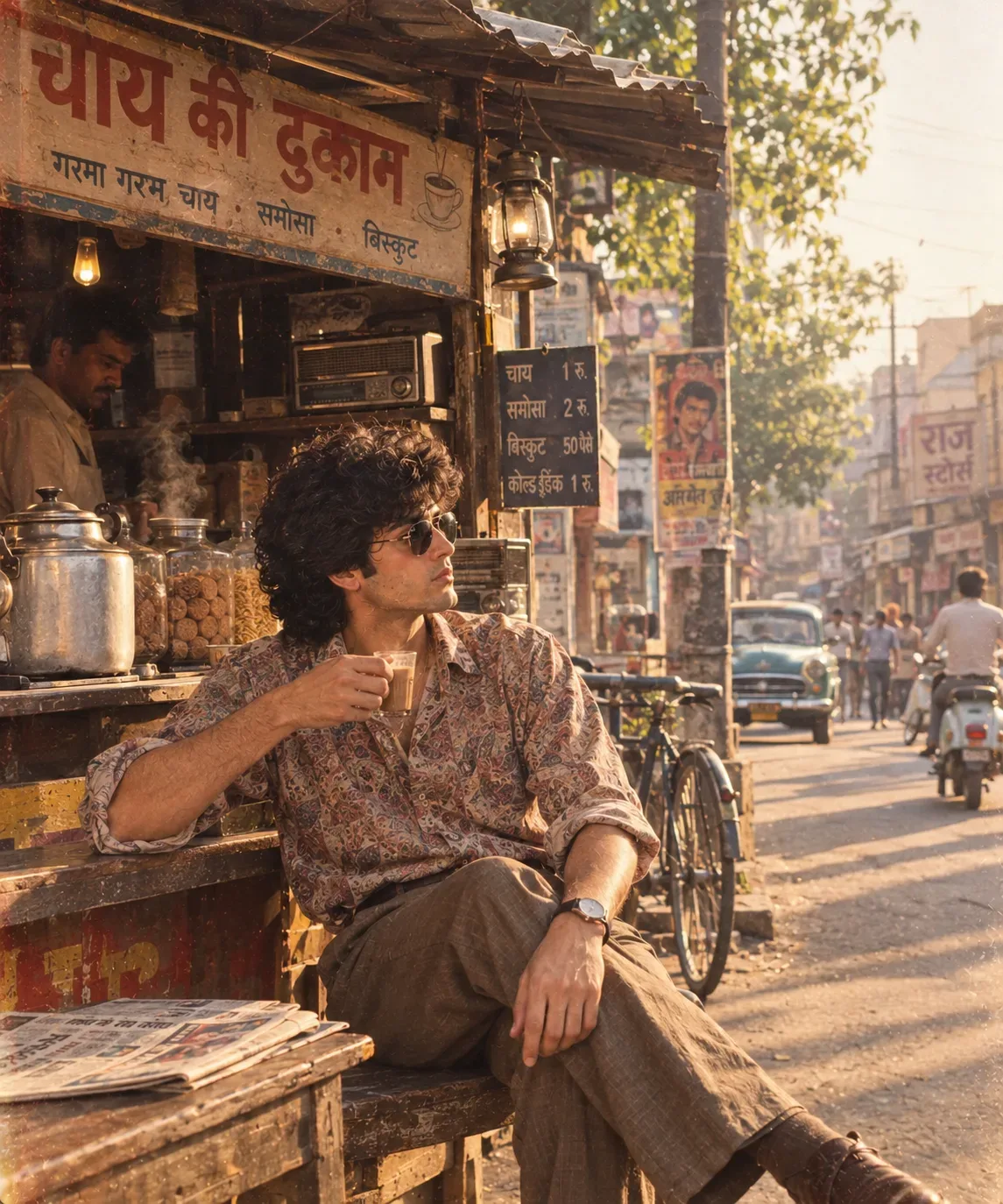 1980s Chai Stall AI Photo Prompt preview example result