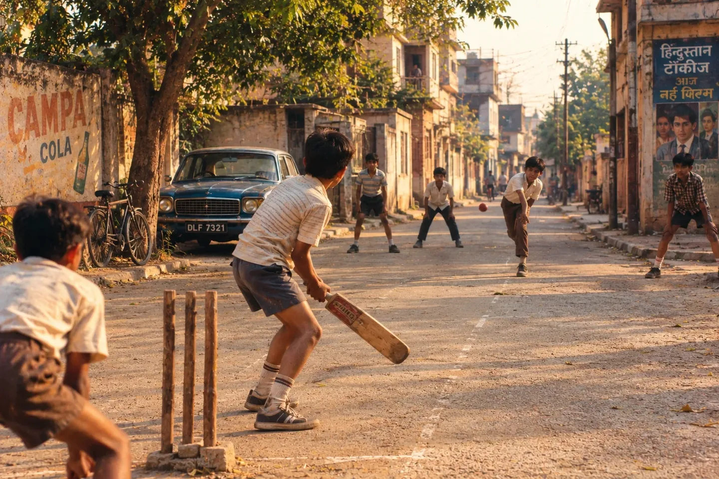 1980s Cricket Street Childhood Cricket Memories AI Photo Prompt preview example result