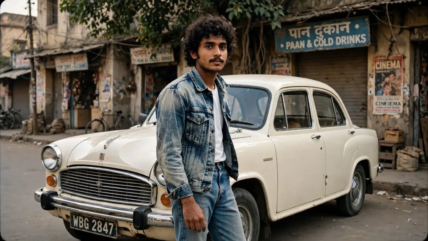 1980s Denim Street Look Retro 16:9 Portrait AI Photo Prompt preview example result