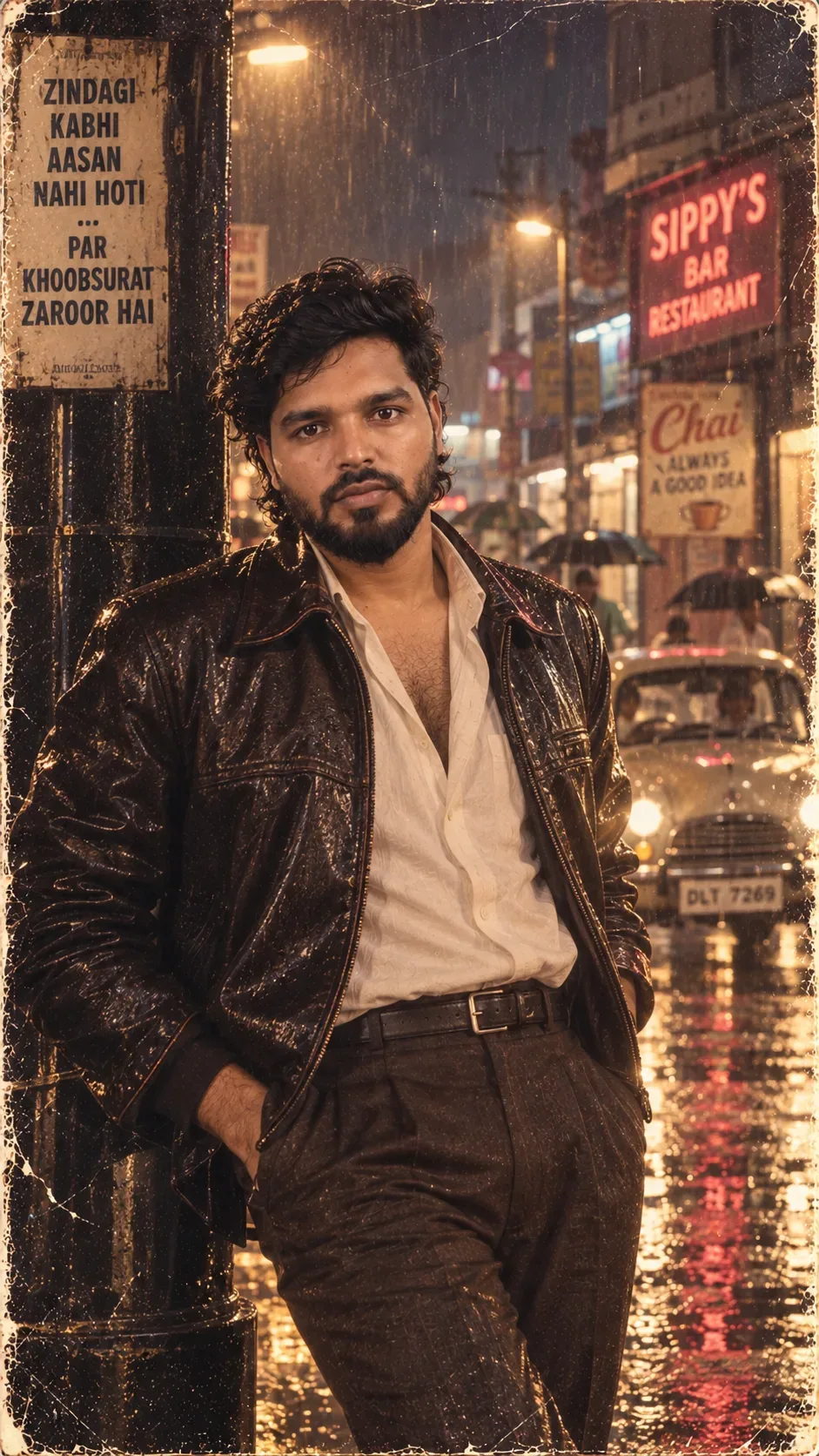 1980s Rainy Street AI Photo Prompt preview example result
