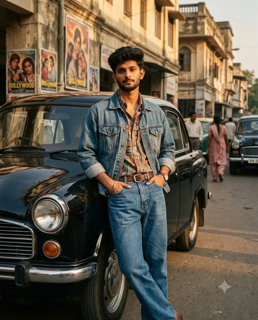 1990s Indian Bollywood-style cinematic picture. AI Photo Prompt preview example result