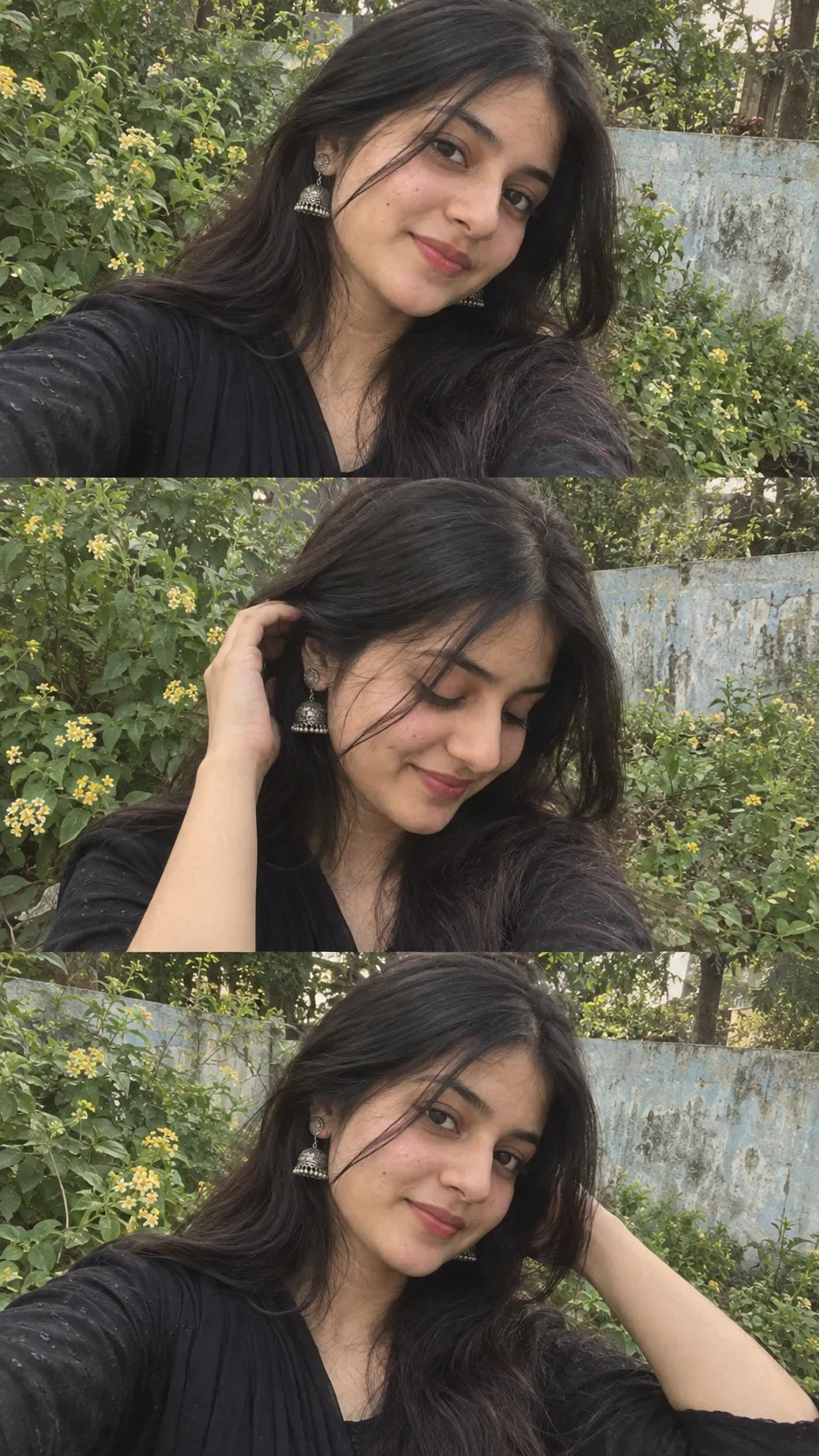3-Pose Garden Selfie Collage AI Photo Prompt preview example result