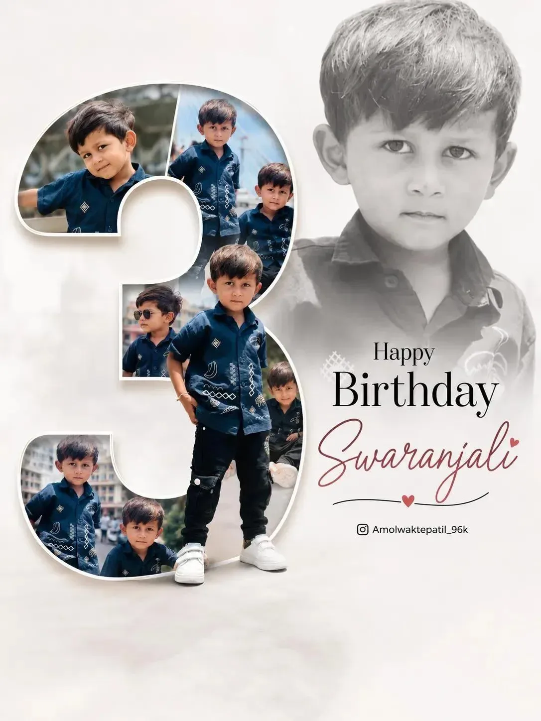 3 Year Birthday Wish AI Photo Prompt preview example result