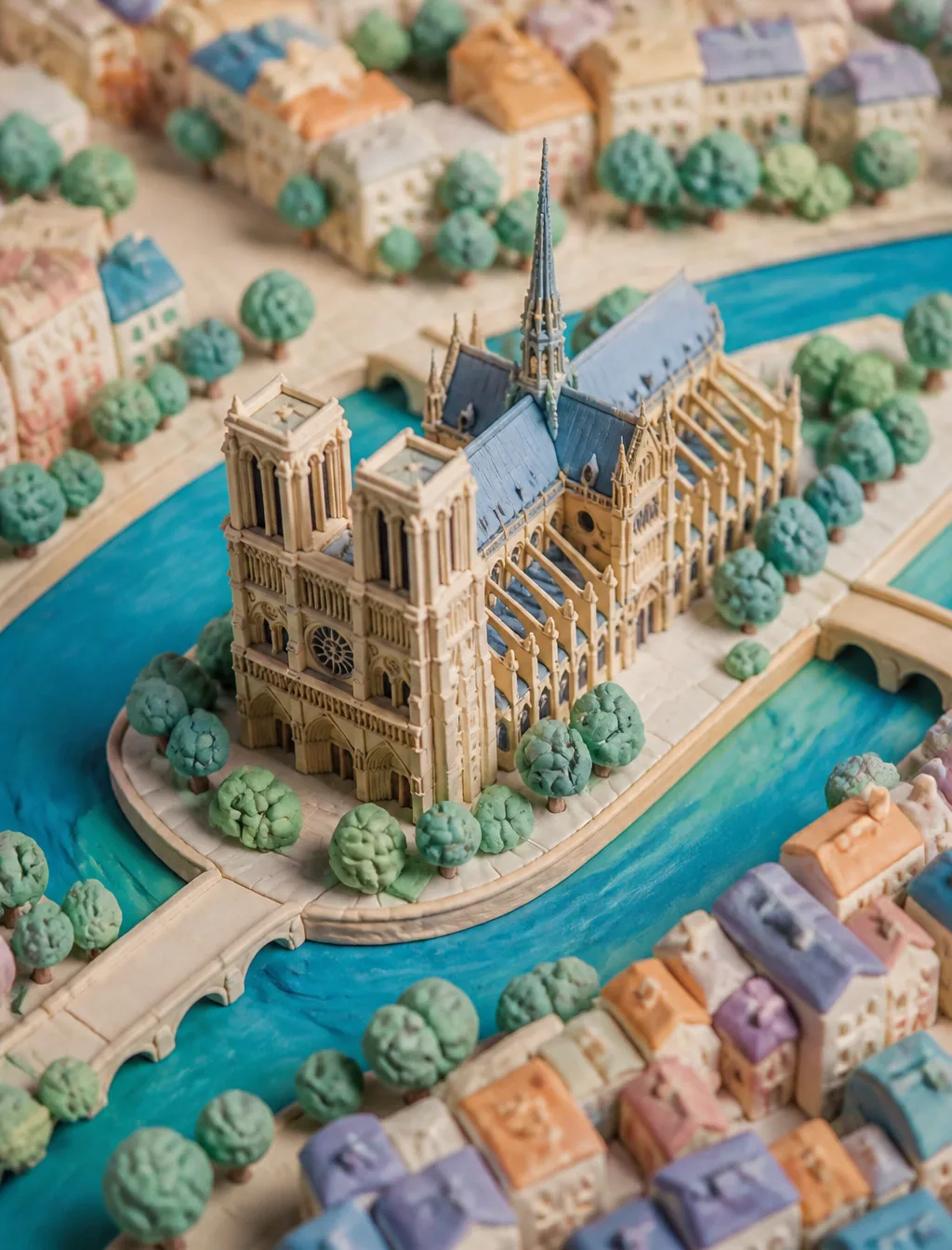 3D Notre Dome Cathedral Made Of Plasticine AI Photo Prompt generated preview