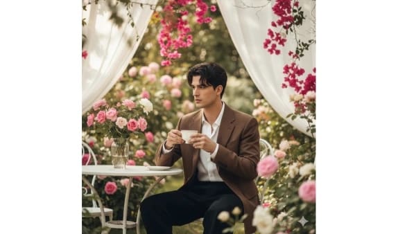 Boy in garden full of flowers free gemini ai prompt copy paste