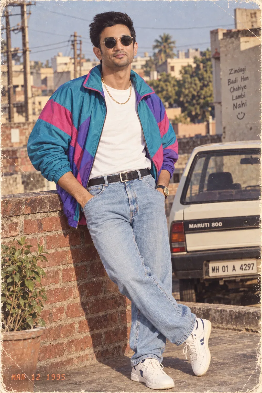 90s Bollywood Retro Vibes Vintage Indian Fashion AI Photo Prompt preview example result
