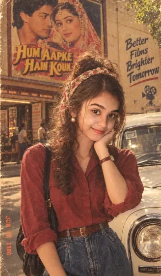 90s Bollywood retro vintage portrait Prompt preview example result