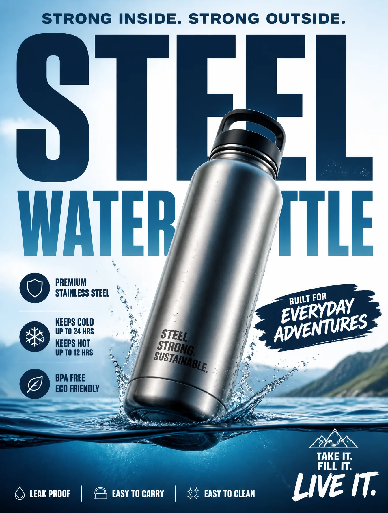 A Ad For A Steelwater Bottle AI Photo Prompt generated preview
