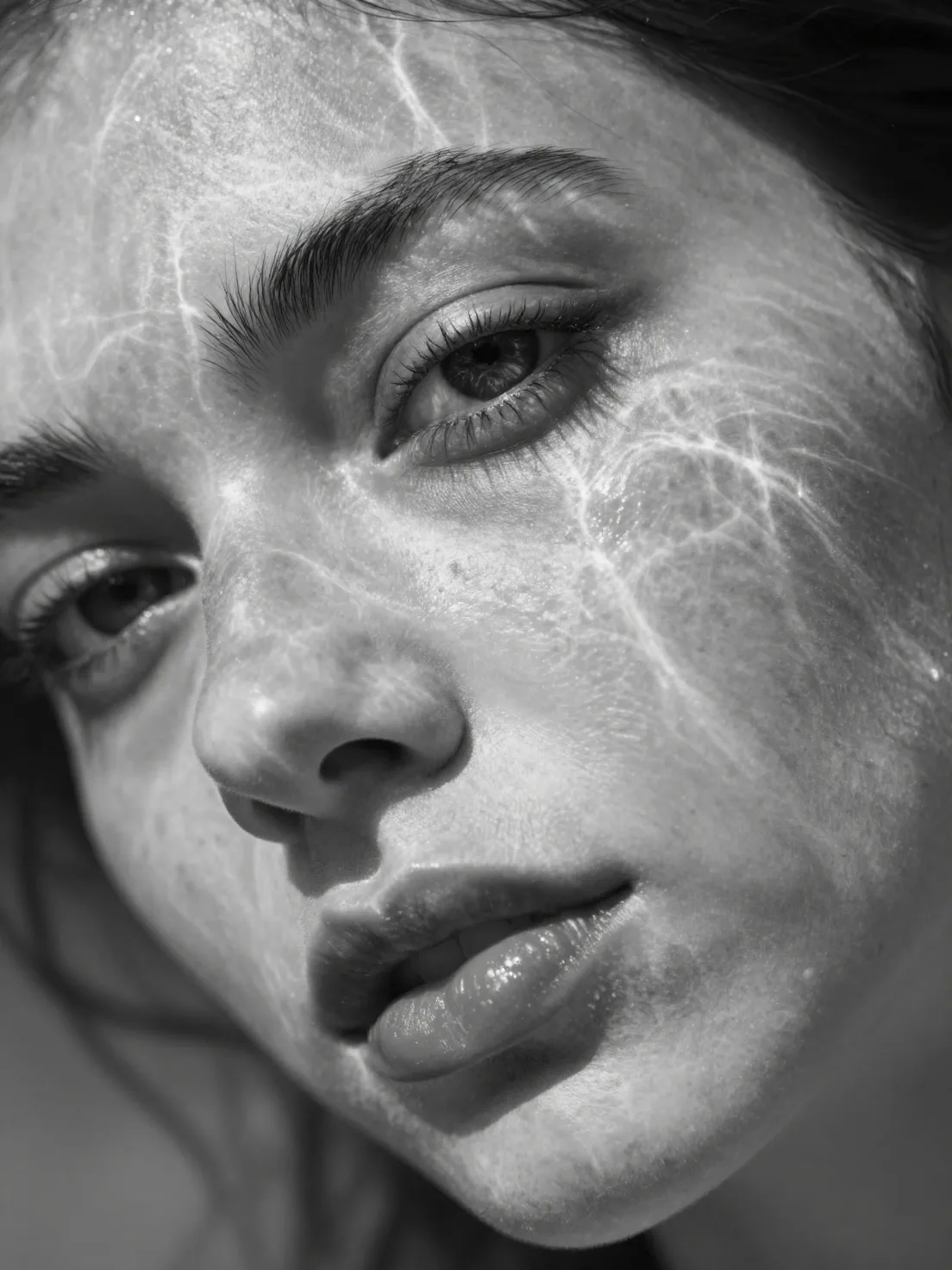 A Black And White Extreme Close-Up AI Photo Prompt generated preview