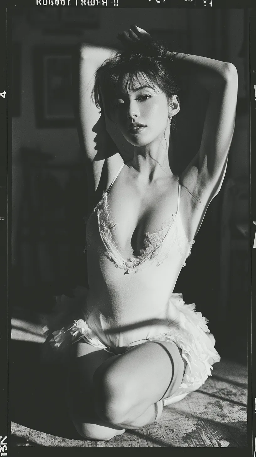 A Black-And-White Studio Portrait Of A Japanese Ballerina AI Photo Prompt generated preview