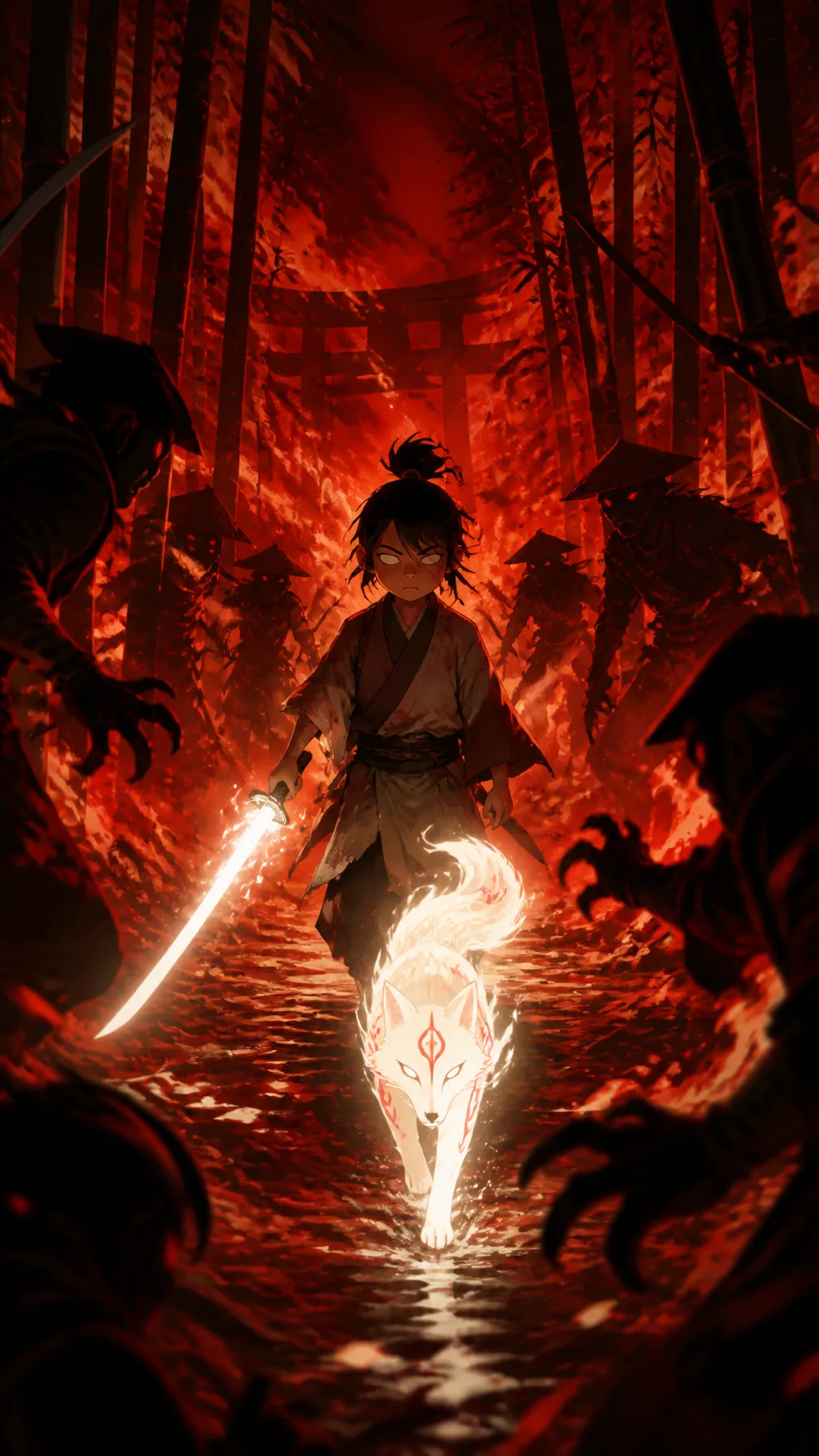 A Blind Samurai Boy Follows A AI Photo Prompt generated preview