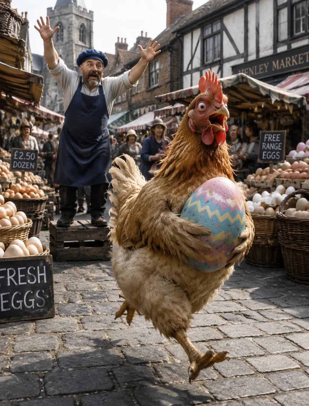 A Bustling Outdoor Marketplace With A AI Photo Prompt generated preview