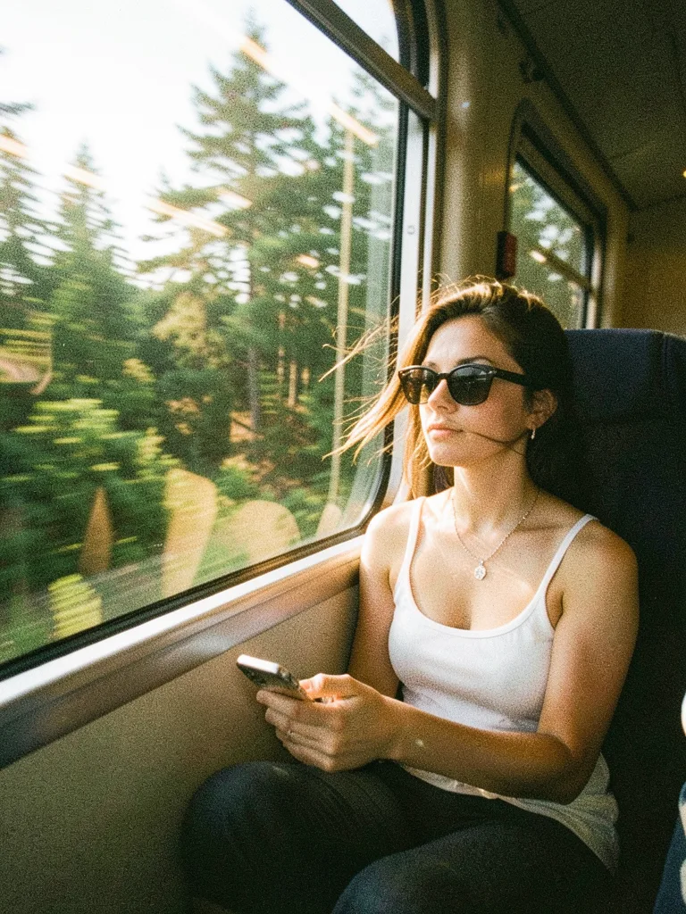 A Candid Quiet Train-Window Moment During AI Photo Prompt generated preview