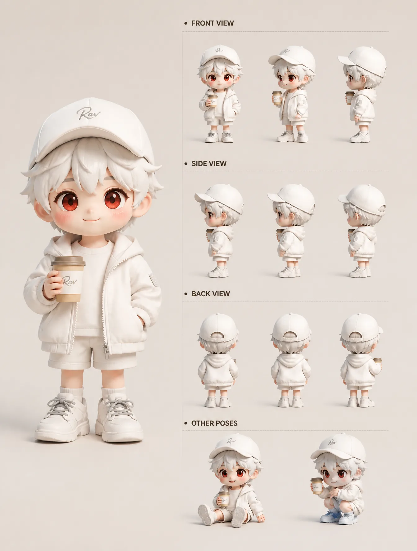 A Cute 3D Chibi Character Model Sheet AI Photo Prompt generated preview