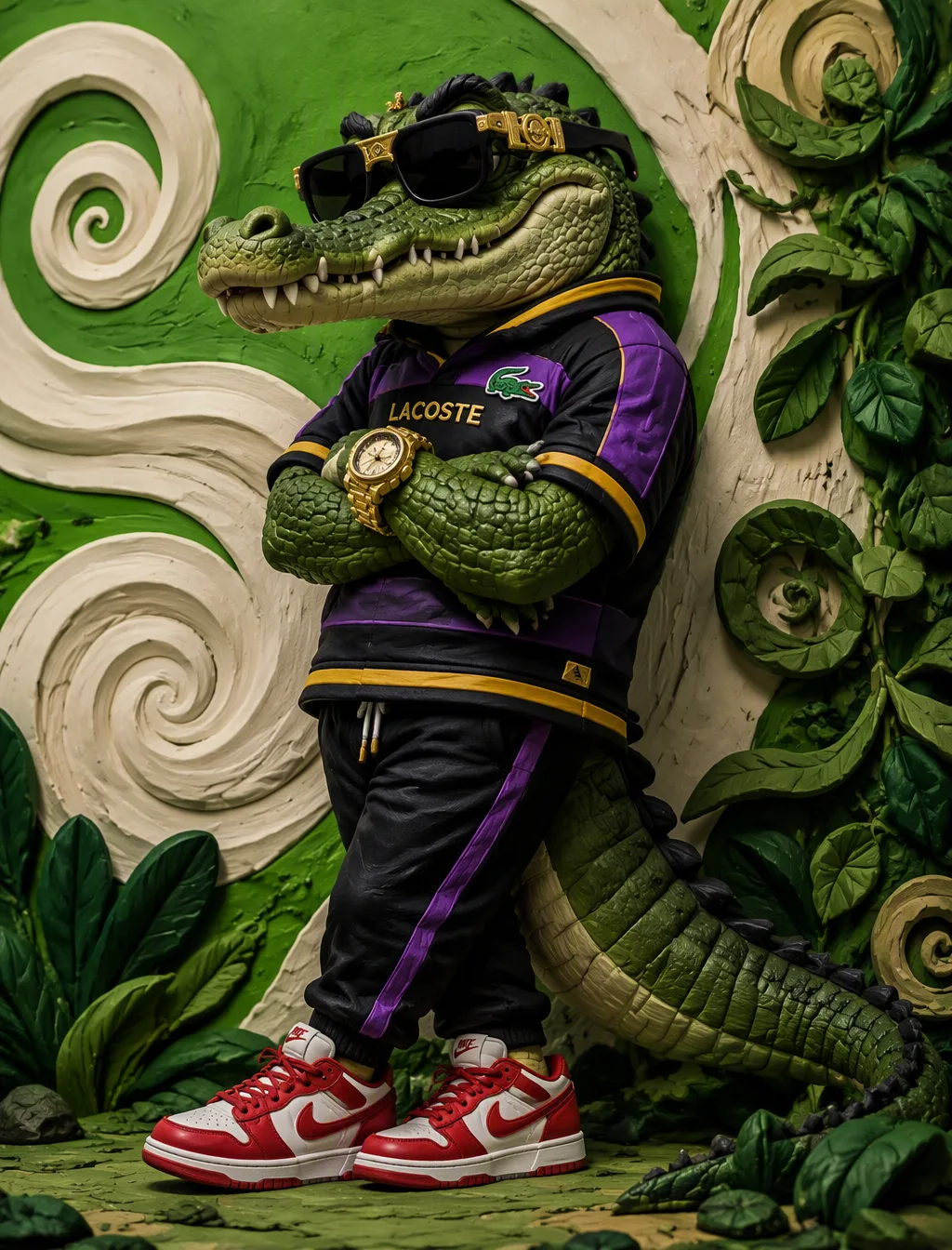 A Dynamic Claymation-Style Illustration Of A Menacing Crocodile AI Photo Prompt generated preview
