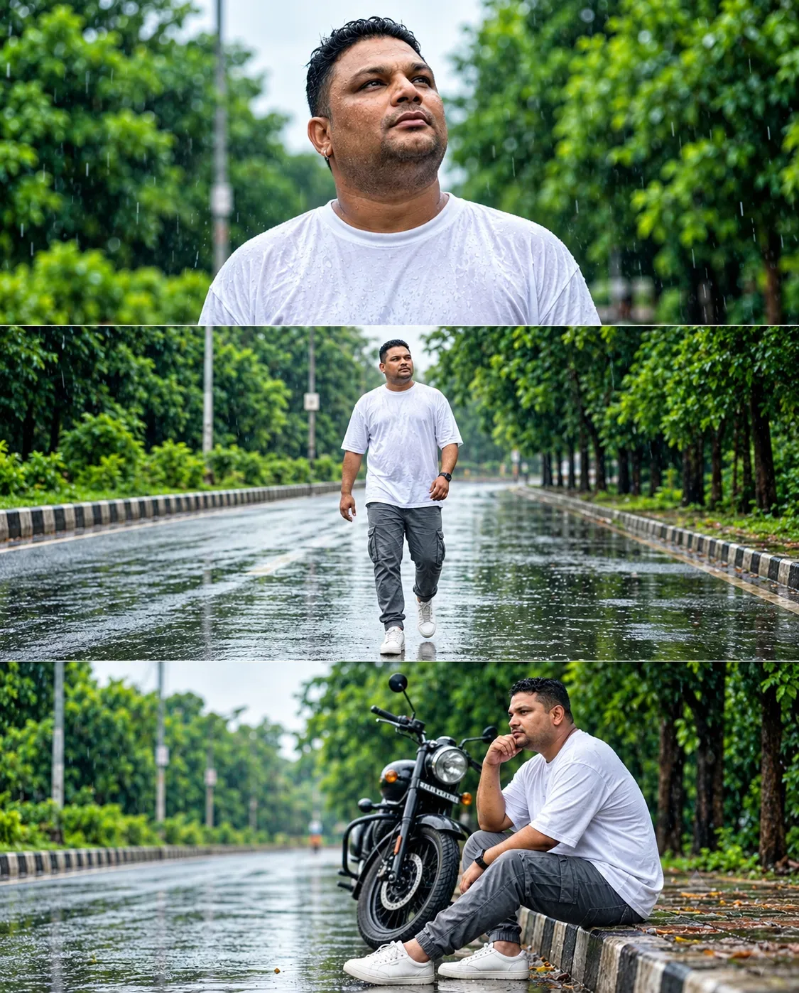 A Few Moments In The Rain Ultra HD Portrait AI Photo Prompt preview example result