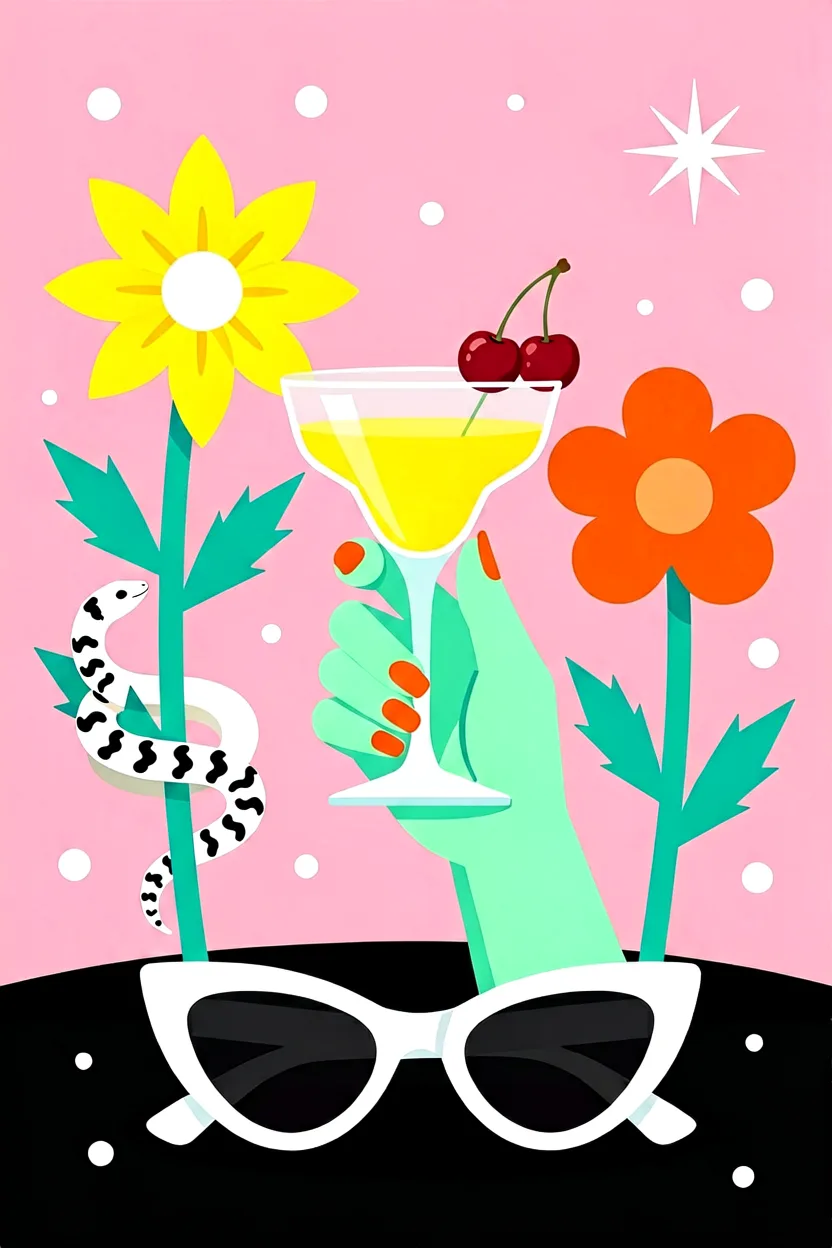 A Flat Illustration With A Pink AI Photo Prompt generated preview