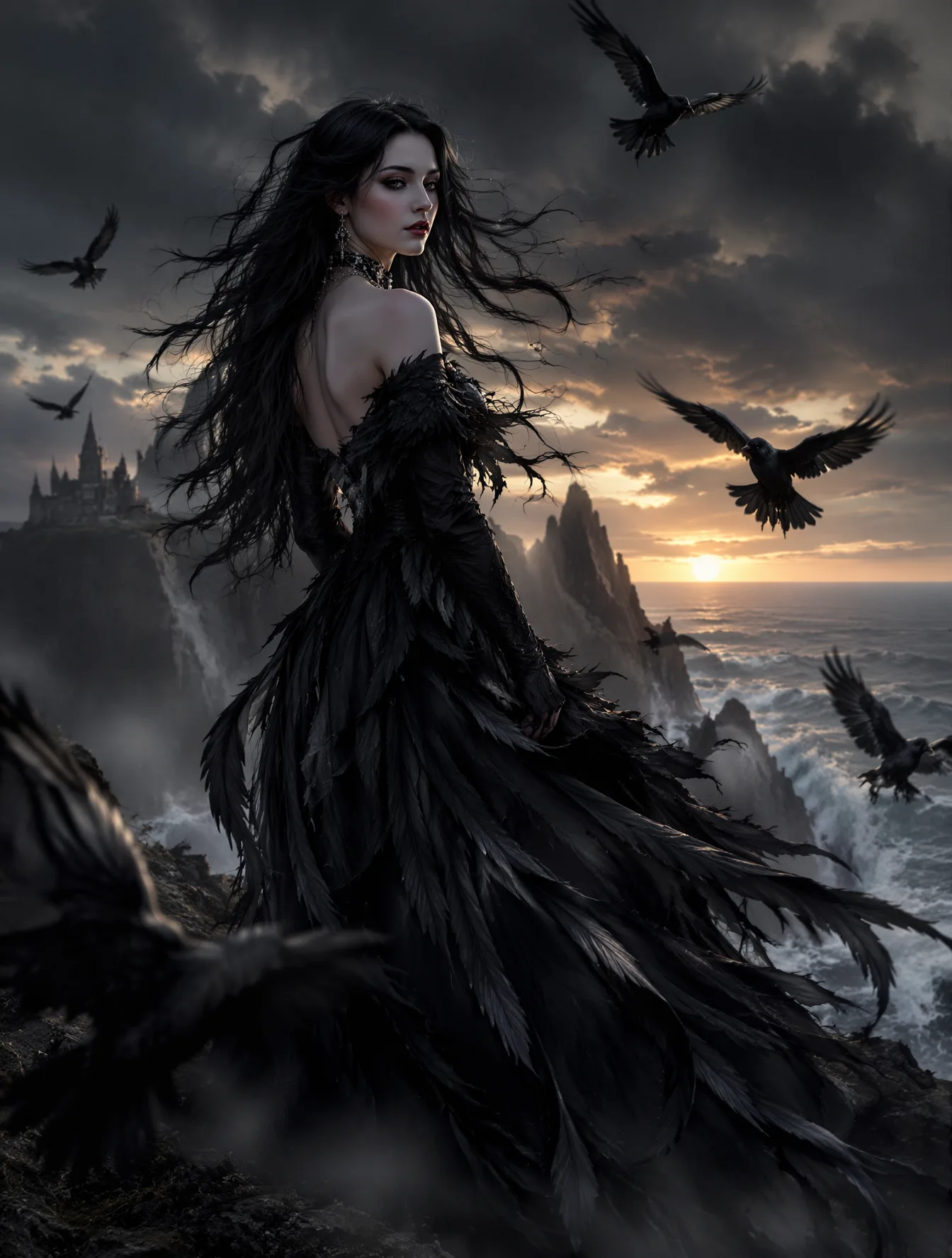 A Hauntingly Beautiful Woman Stands On AI Photo Prompt generated preview