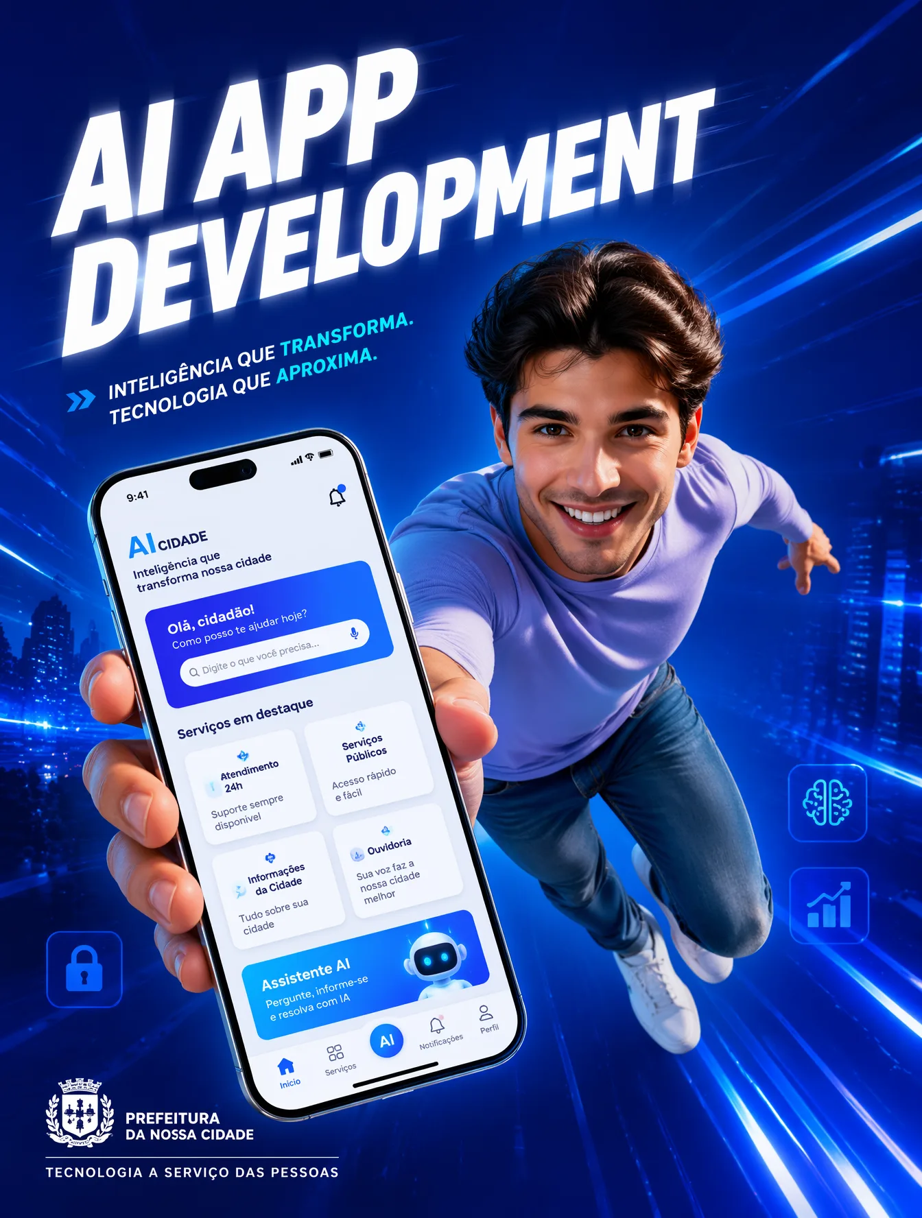 A High-Energy Futuristic Civic Technology Campaign Poster AI Photo Prompt generated preview