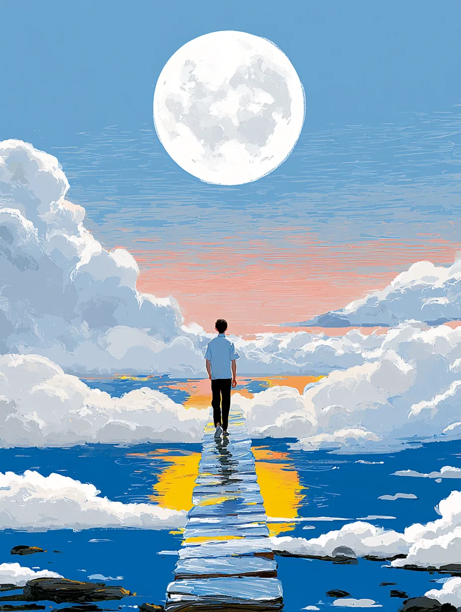 A Lone Figure Walking Across A AI Photo Prompt generated preview