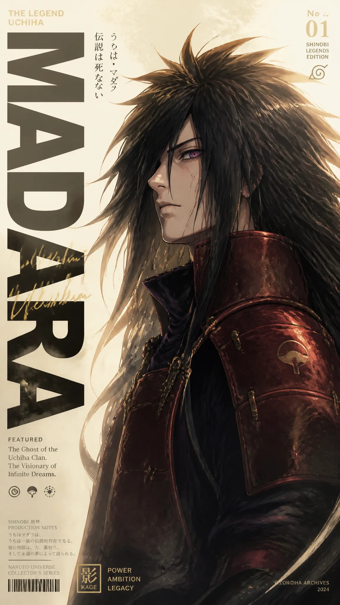 A Minimalist Anime Editorial Poster Featuring Madara AI Photo Prompt generated preview