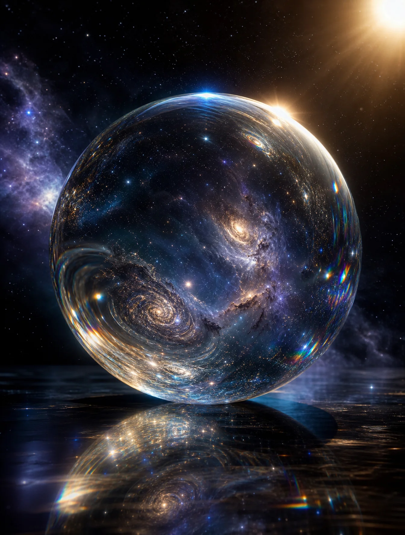 A Perfectly Spherical Planet Made Entirely Of Transparent Liquid Glass AI Photo Prompt generated preview