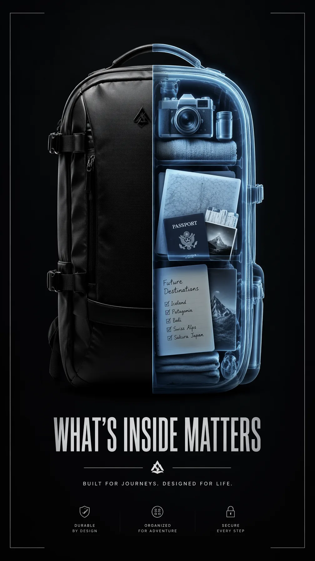 A Premium 9:16 Backpack Advertising Poster AI Photo Prompt generated preview
