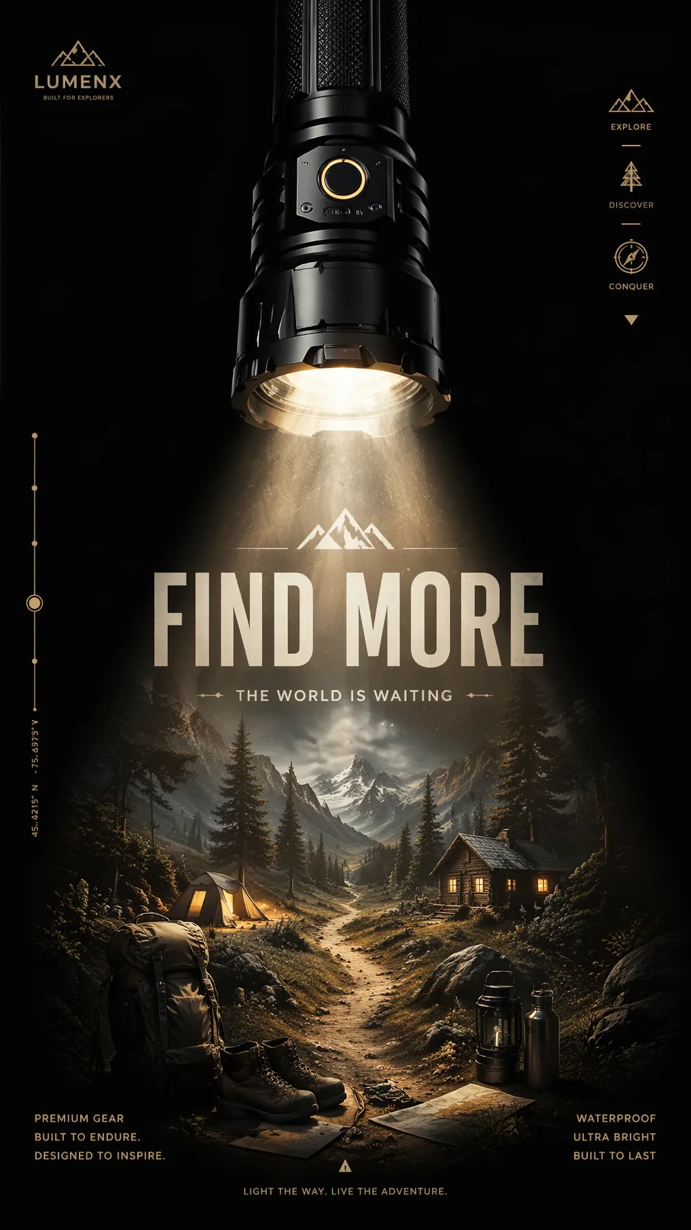 A Premium 9:16 Outdoor Gear Advertising Poster AI Photo Prompt generated preview