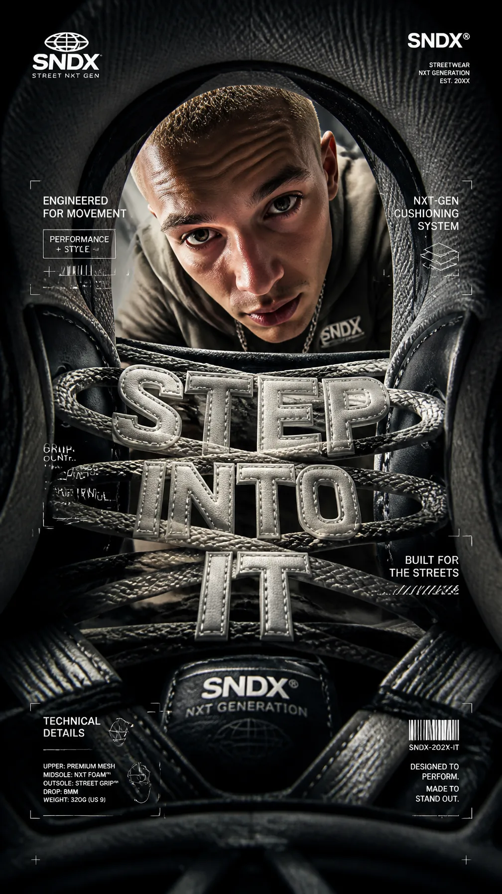 A Premium 9:16 Sneaker Advertising Poster AI Photo Prompt generated preview