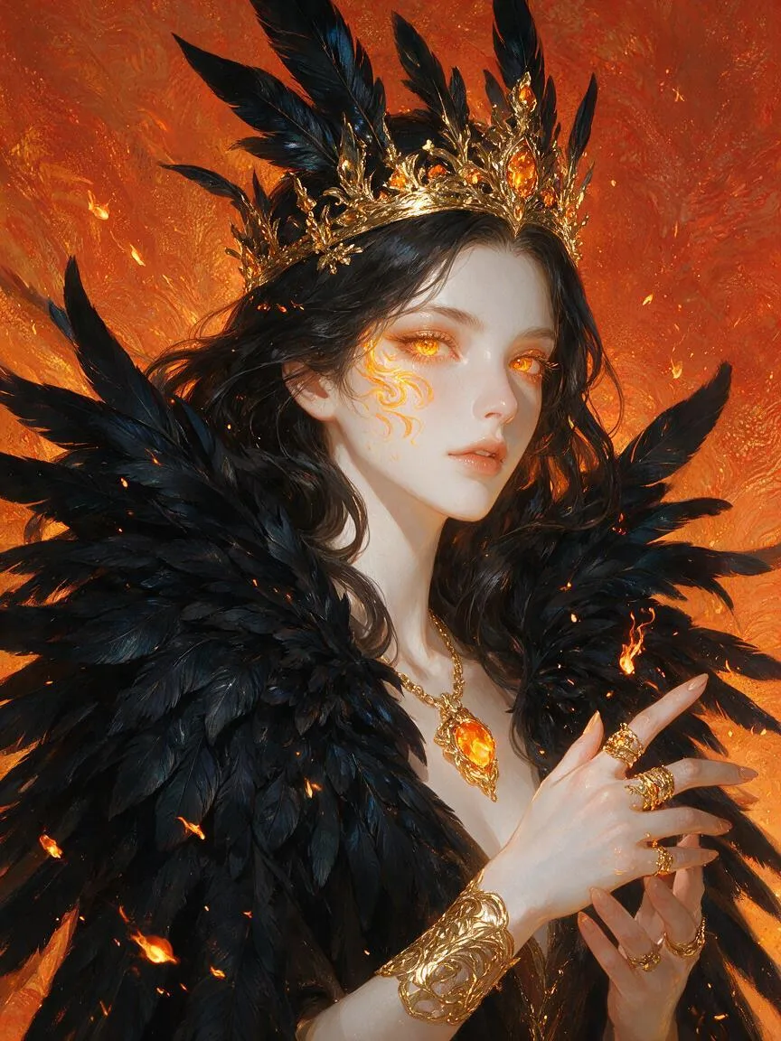 A Regal Queen With Glowing Amber AI Photo Prompt generated preview