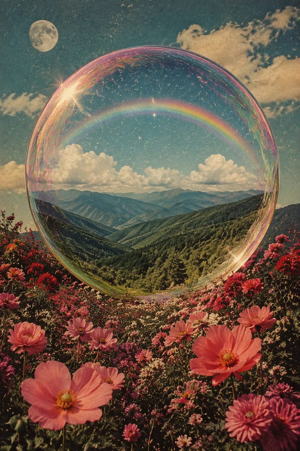 A Surreal Landscape Collage Features A Large AI Photo Prompt generated preview