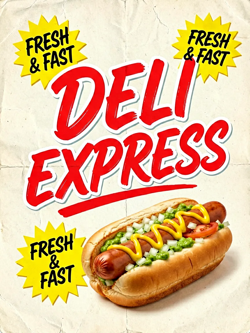 A Vibrant Retro Fast-Food Advertisement Poster AI Photo Prompt generated preview