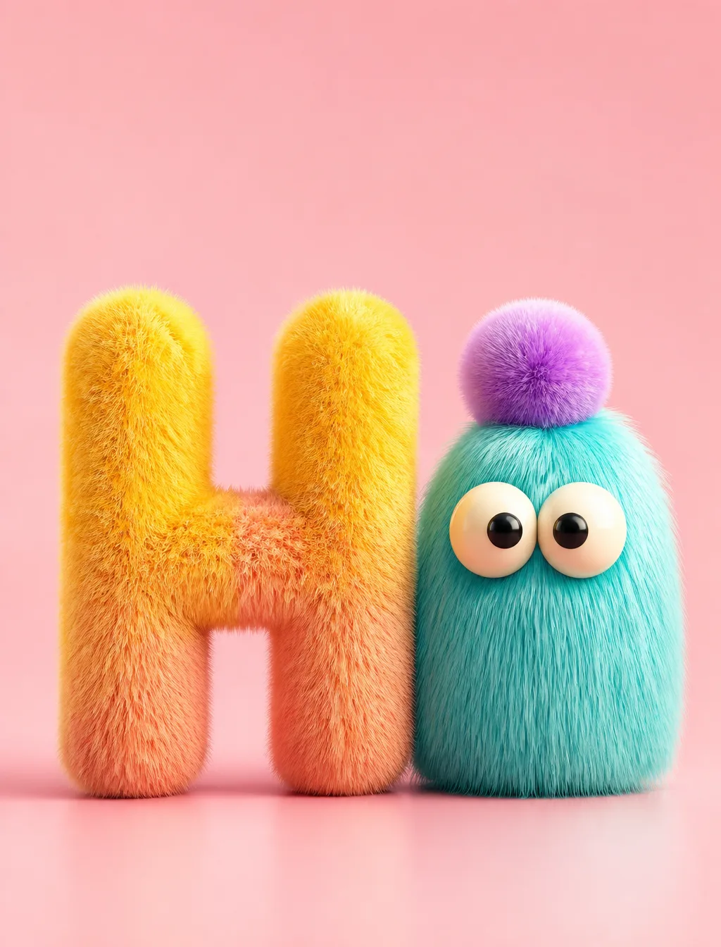 A Whimsical Fuzzy Letter H Stands AI Photo Prompt generated preview