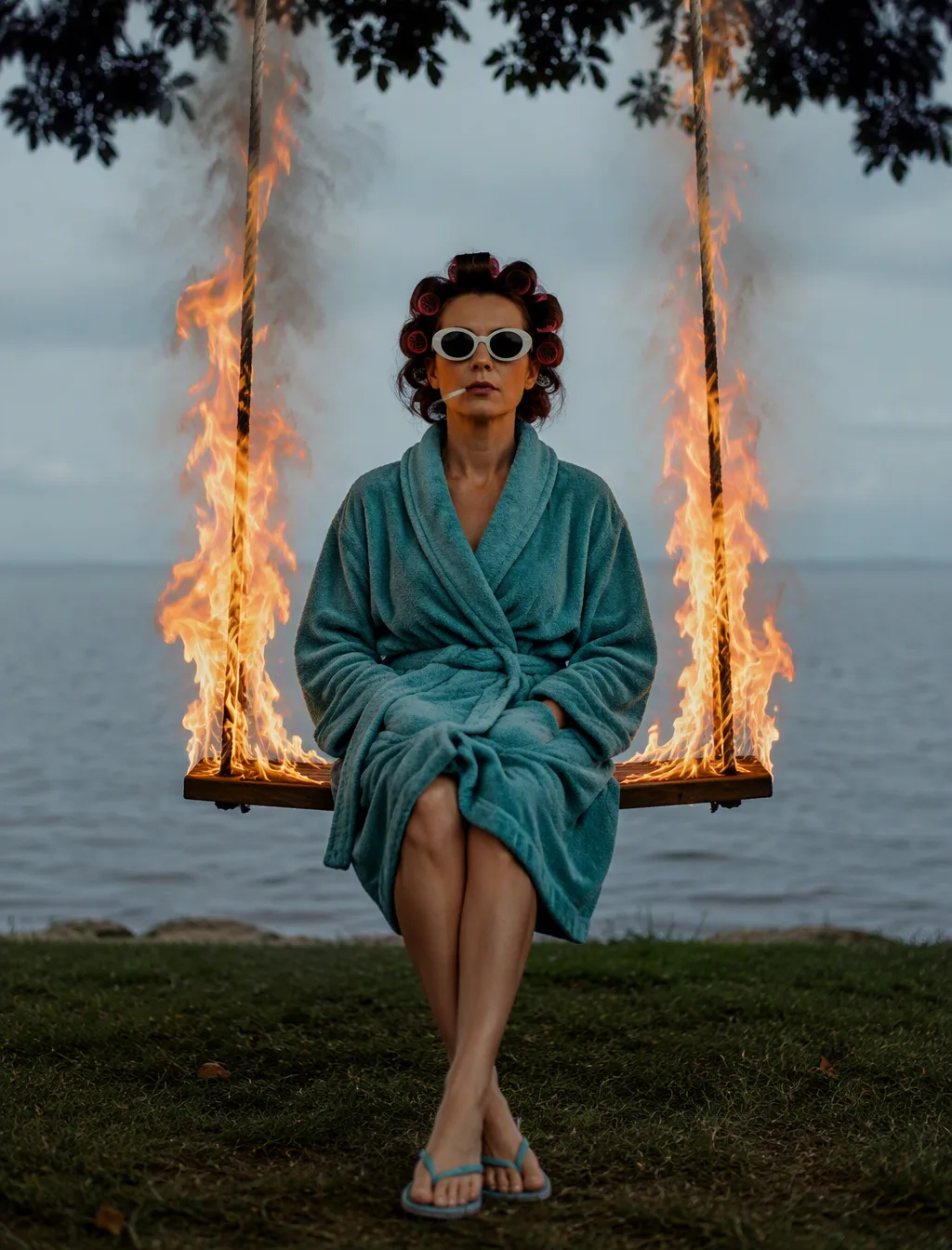 A Woman Sits Motionless On A AI Photo Prompt generated preview
