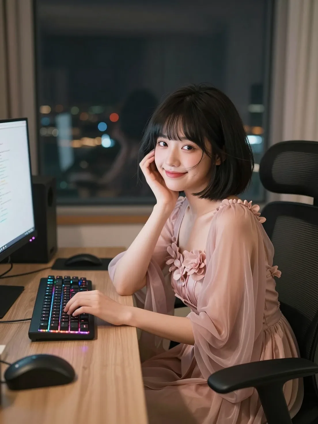 A Young East Asian Woman With AI Photo Prompt generated preview