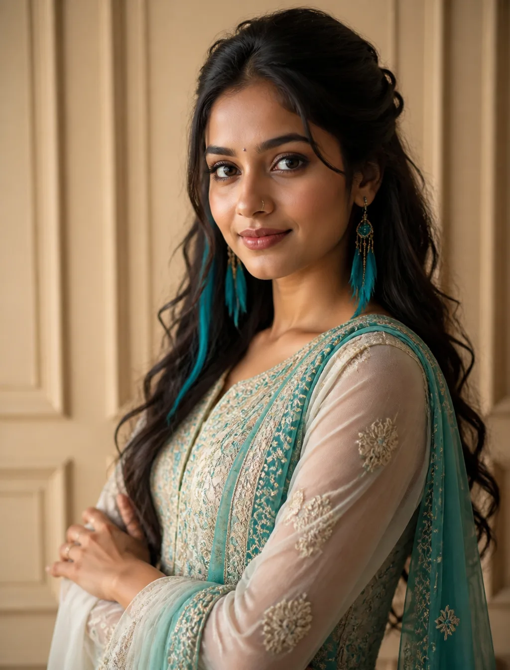 A Young South Asian Woman Poses AI Photo Prompt generated preview