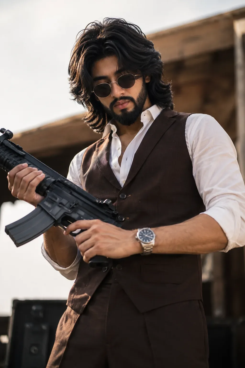 Action Hero Mafia Aesthetic Portrait AI Photo Prompt preview example result