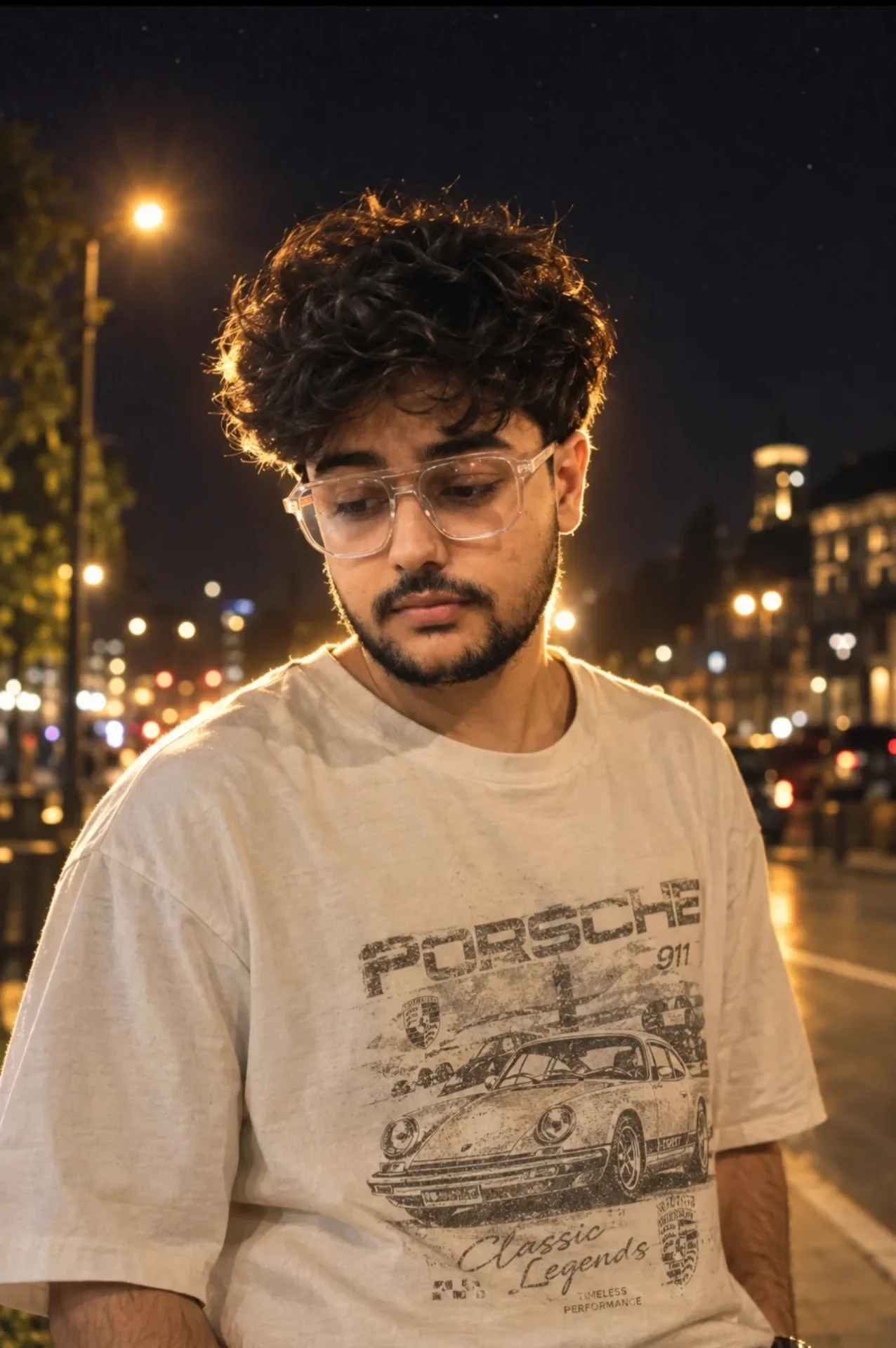 Aesthetic Messy Curly Hair South Asian Boy Street AI Photo Prompt preview example result