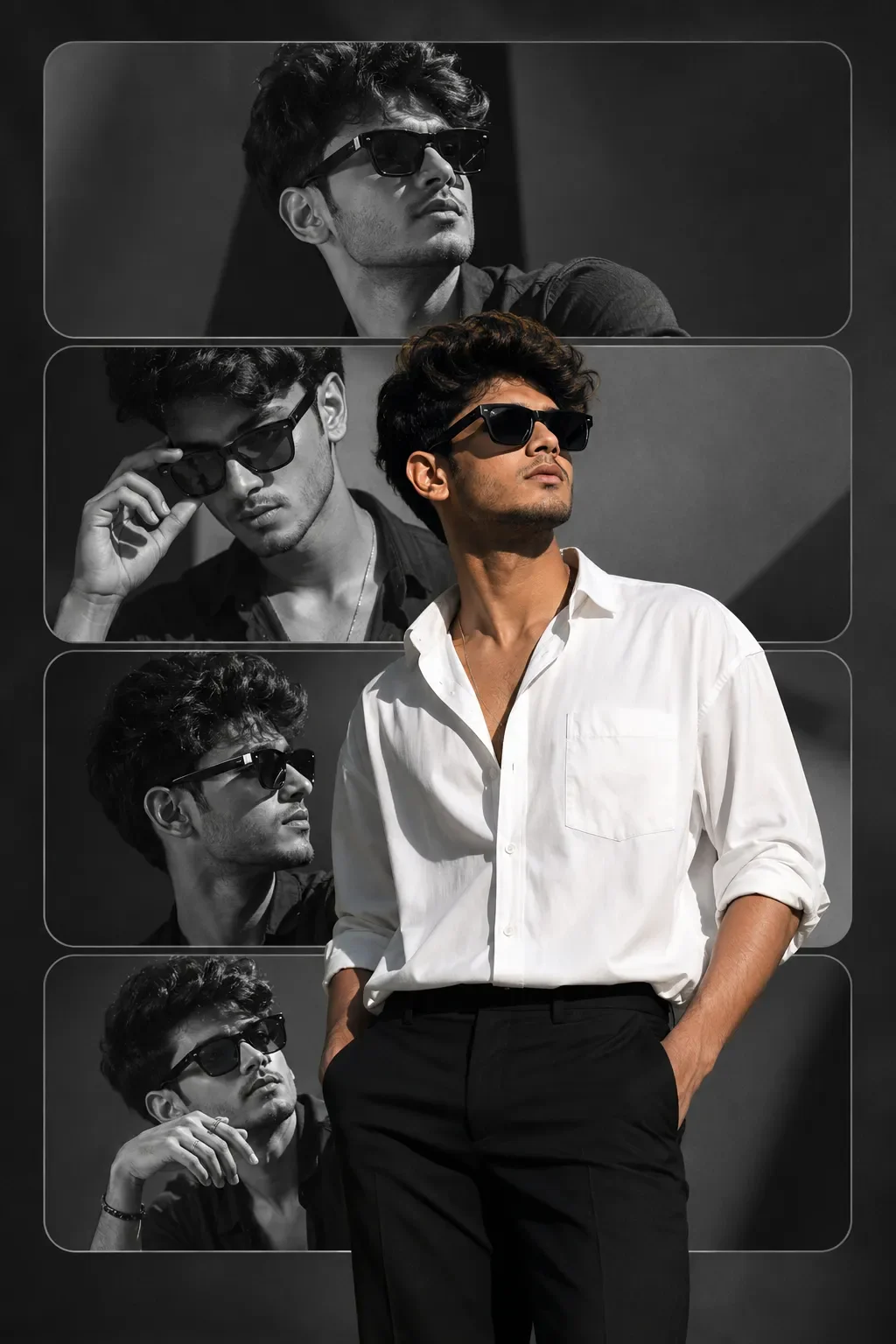 Aesthetic Multi-Angle Model Fashion Portrait Collage AI Prompt preview example result