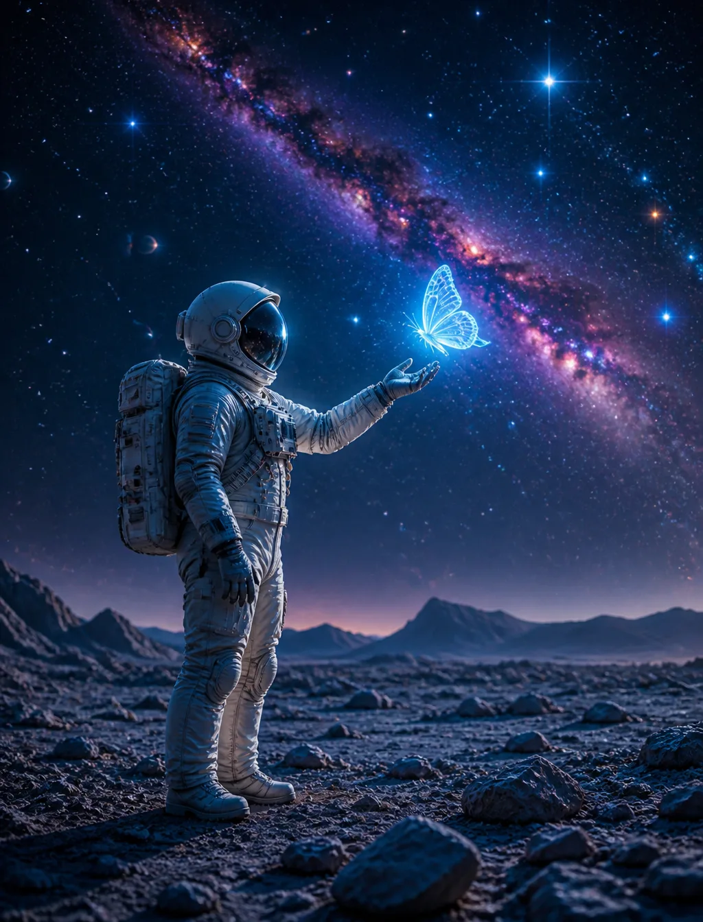 An Astronaut Standing On The Rocky AI Photo Prompt generated preview