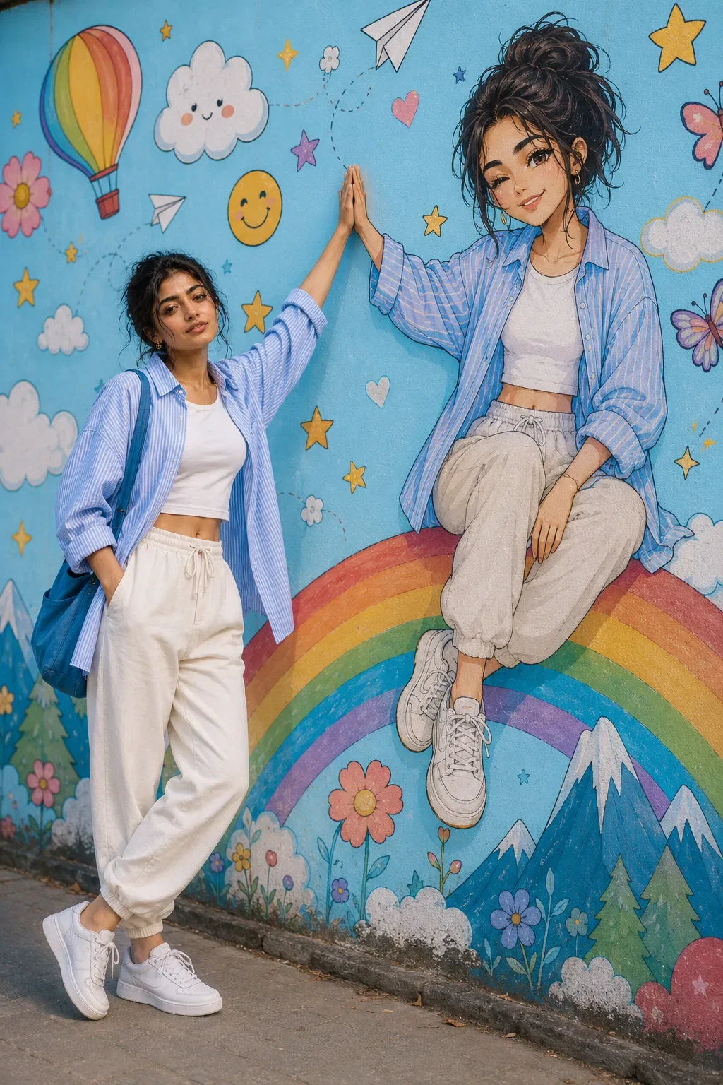 Anime Mural Portrait Cinematic Full-body Editorial With Chibi Wall Art AI Photo Prompt preview example result
