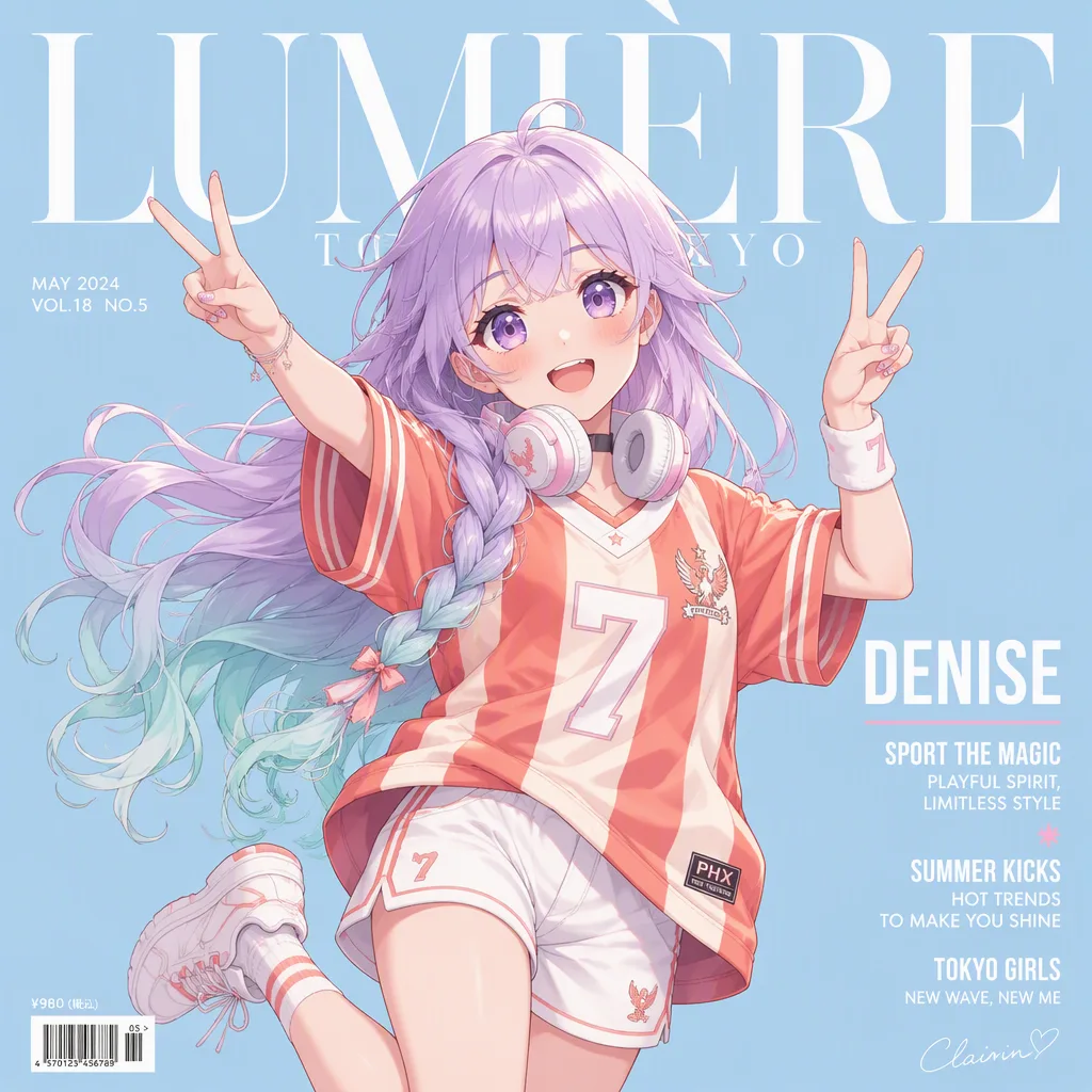 Anime-Style Fashion Magazine Cover Illustration AI Photo Prompt generated preview