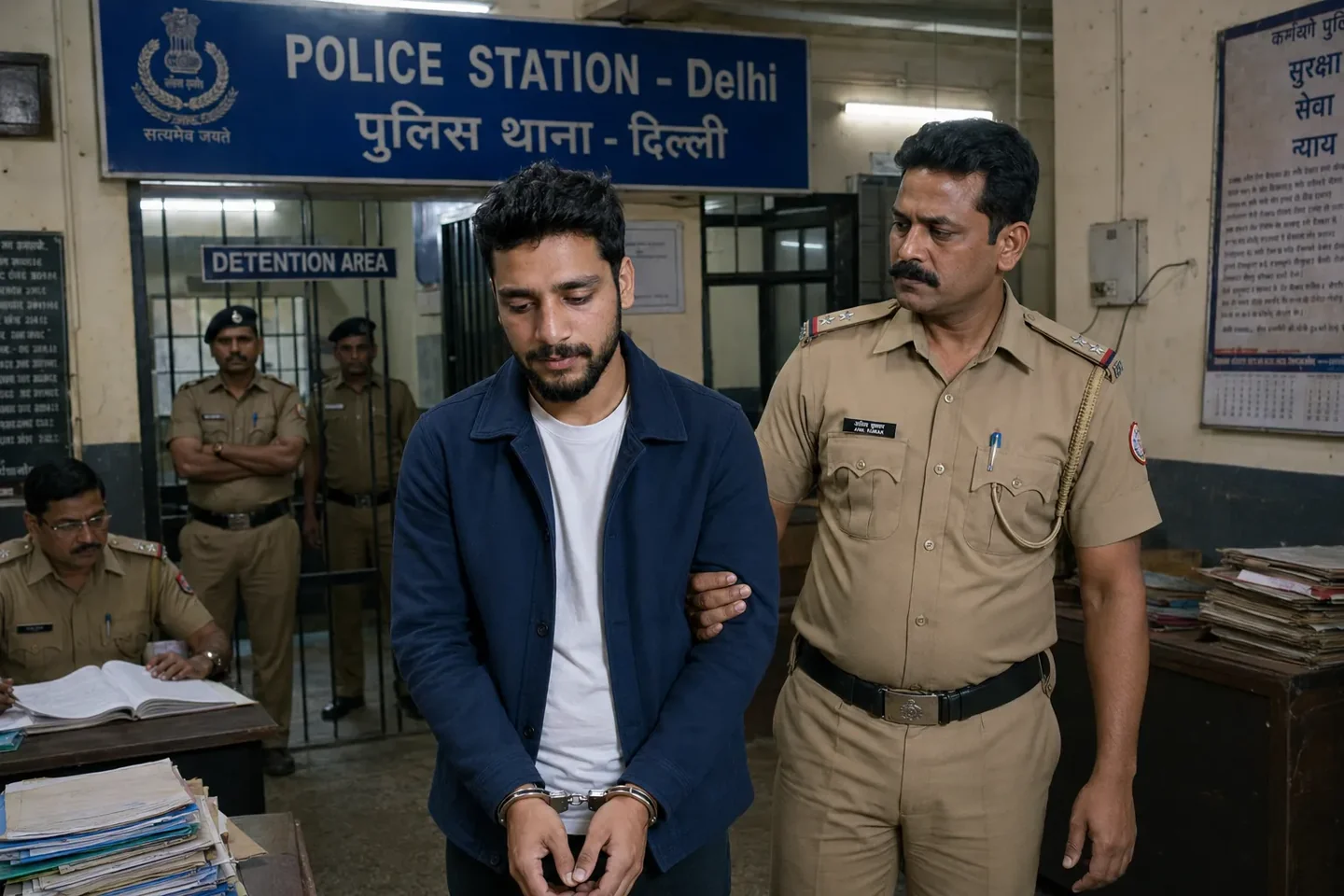 Arrest at Delhi police station AI Photo Prompt preview example result