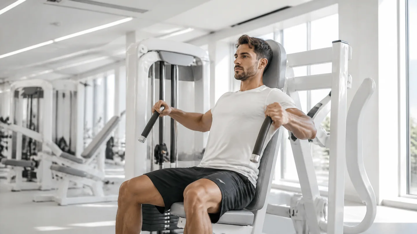 Athletic Man Using A Premium Gym Machine AI Photo Prompt generated preview