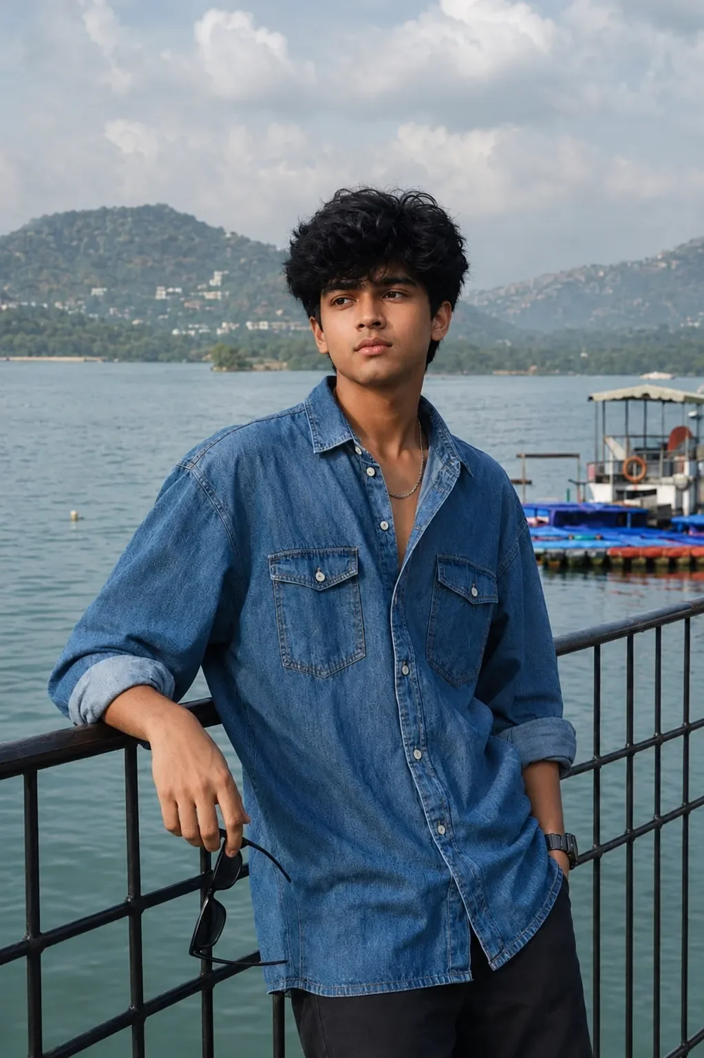 Azure Reverie Lakeside Portrait. AI Photo Prompt preview example result