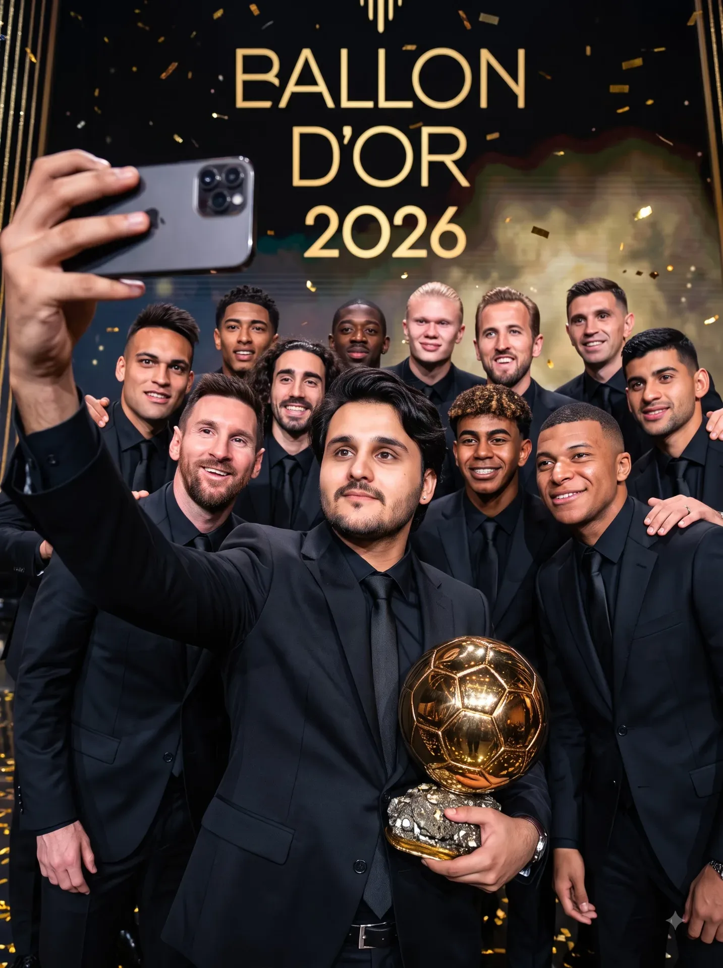 Ballon Dor Gala Group Selfie AI Photo Prompt preview example result