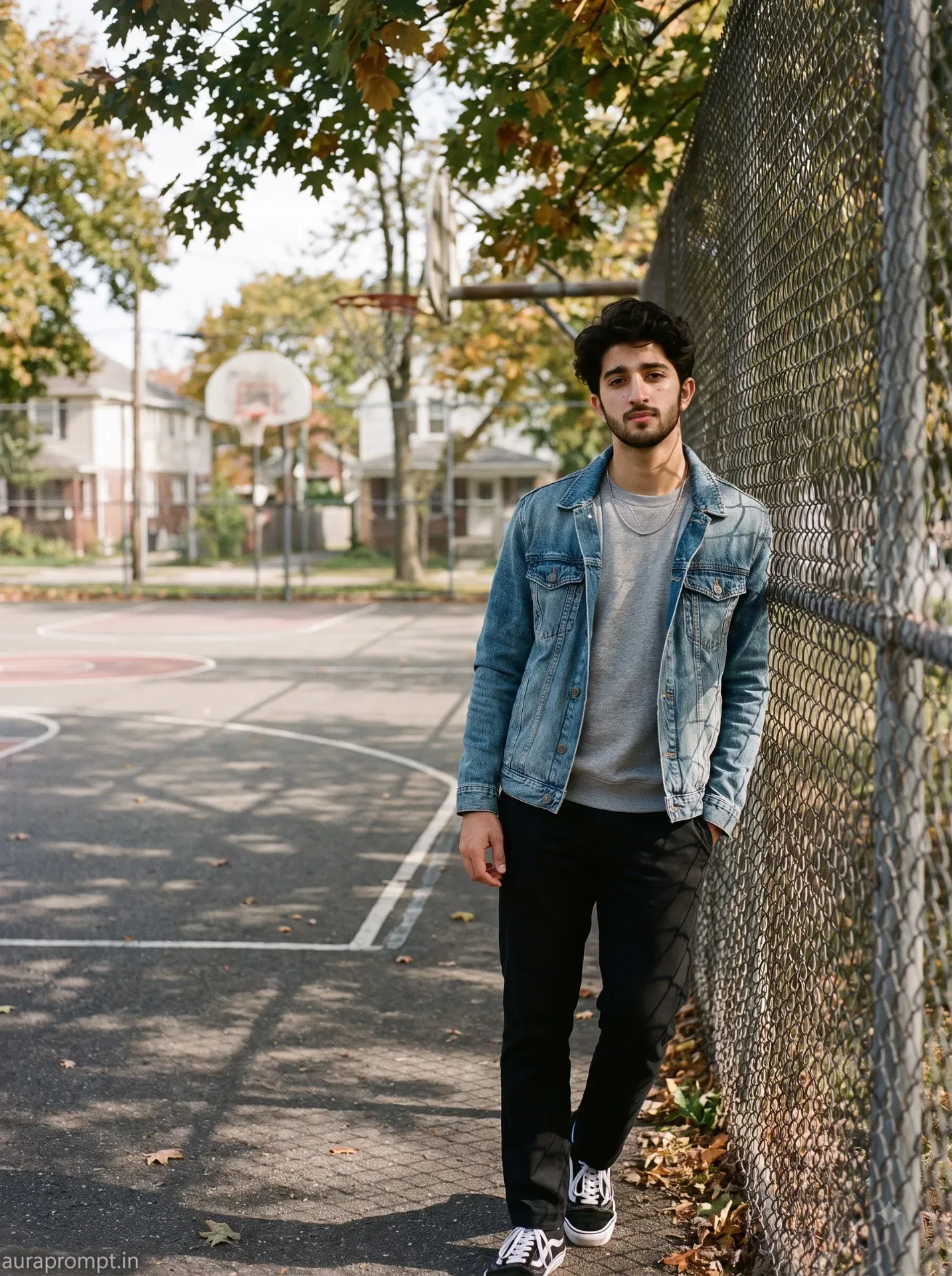 Basketball Court Fall Portrait AI Photo Prompt preview example result